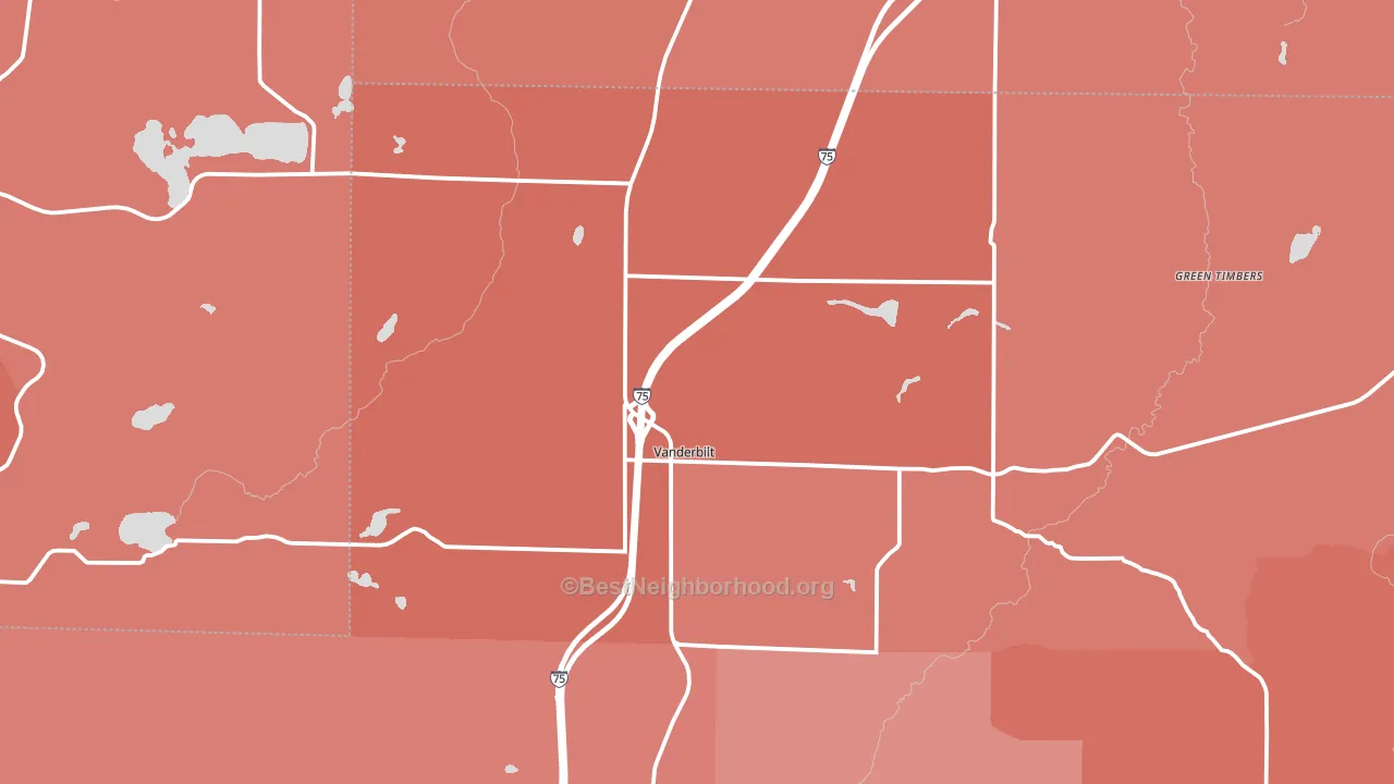 49795, MI block-group political-lean map
