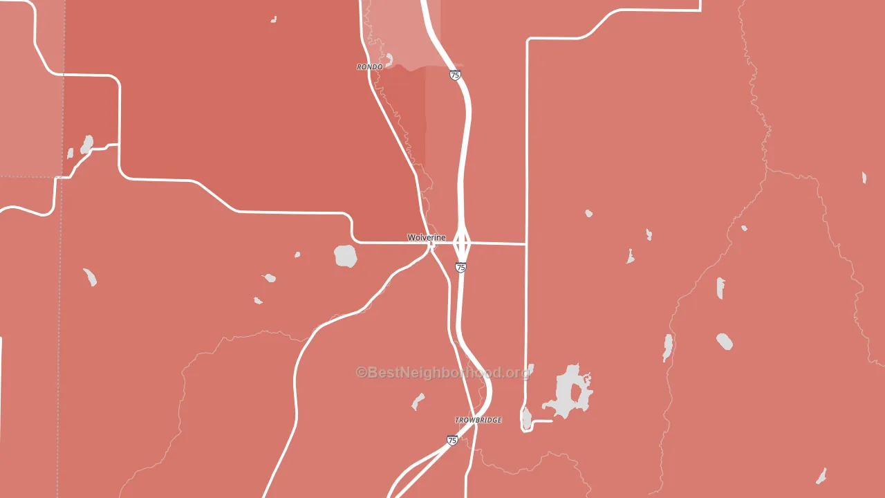 49799, MI block-group political-lean map
