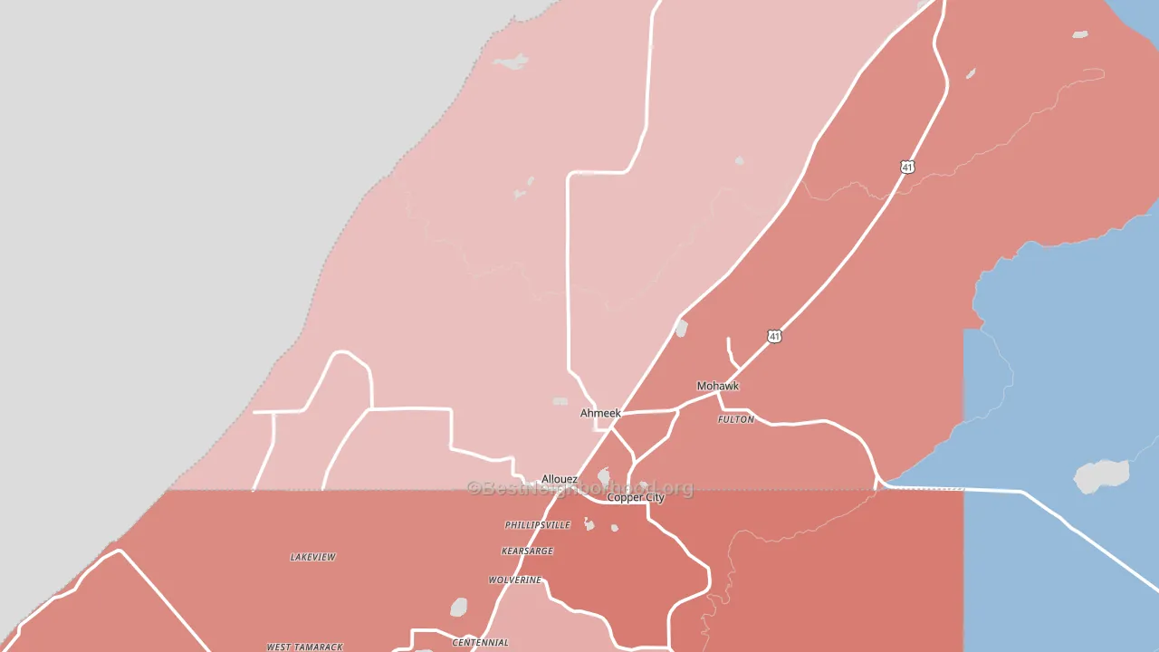 49805, MI block-group political-lean map