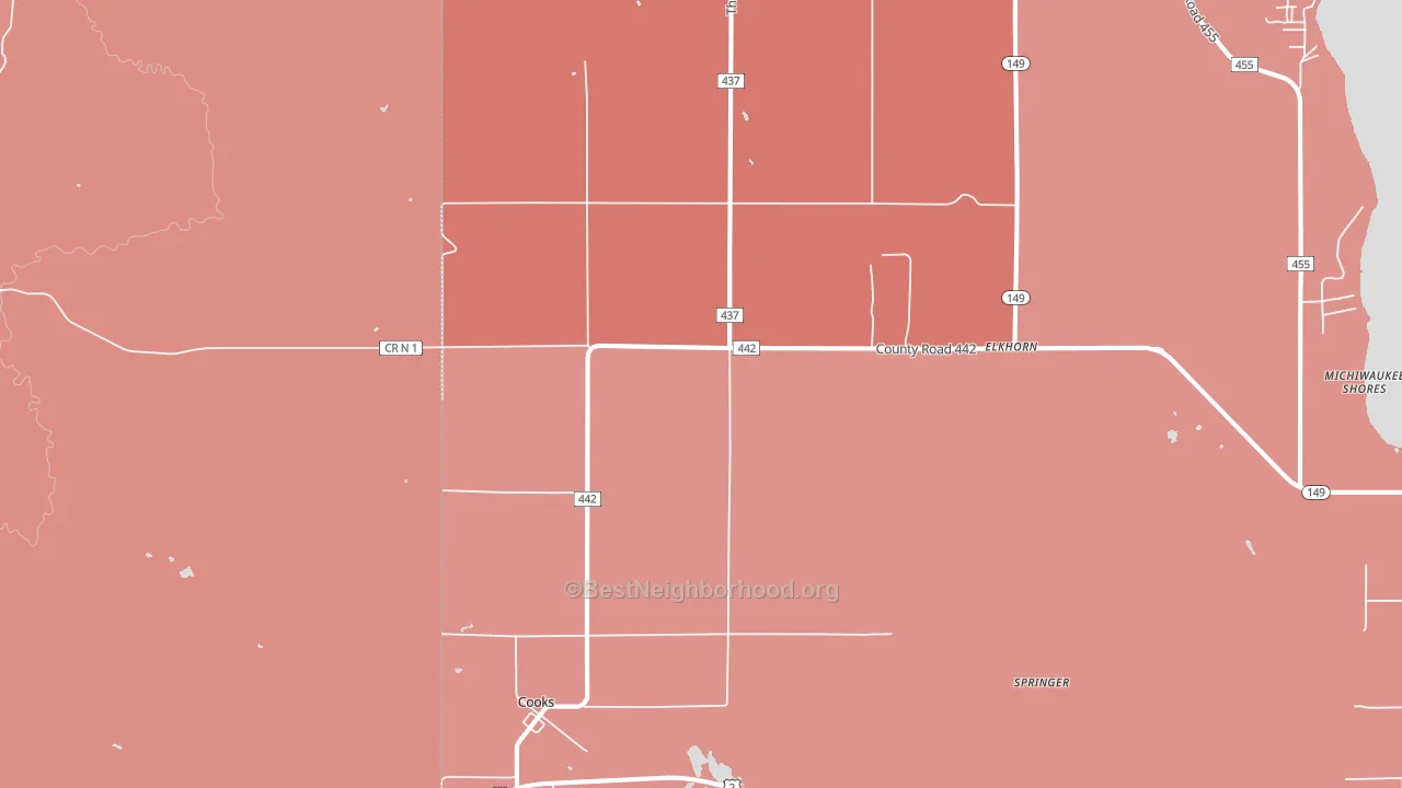 49817, MI block-group political-lean map