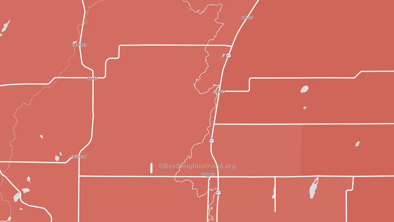 49821, MI block-group political-lean map