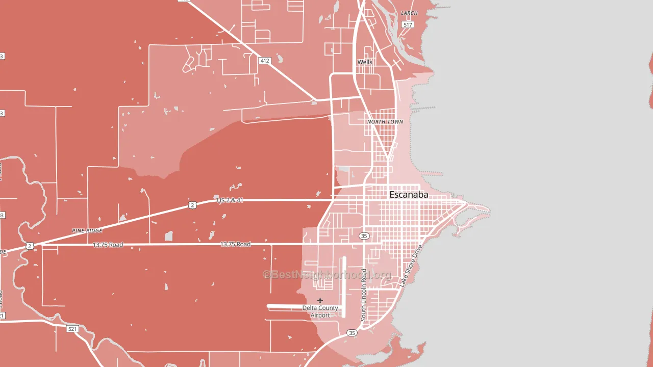 49829, MI block-group political-lean map