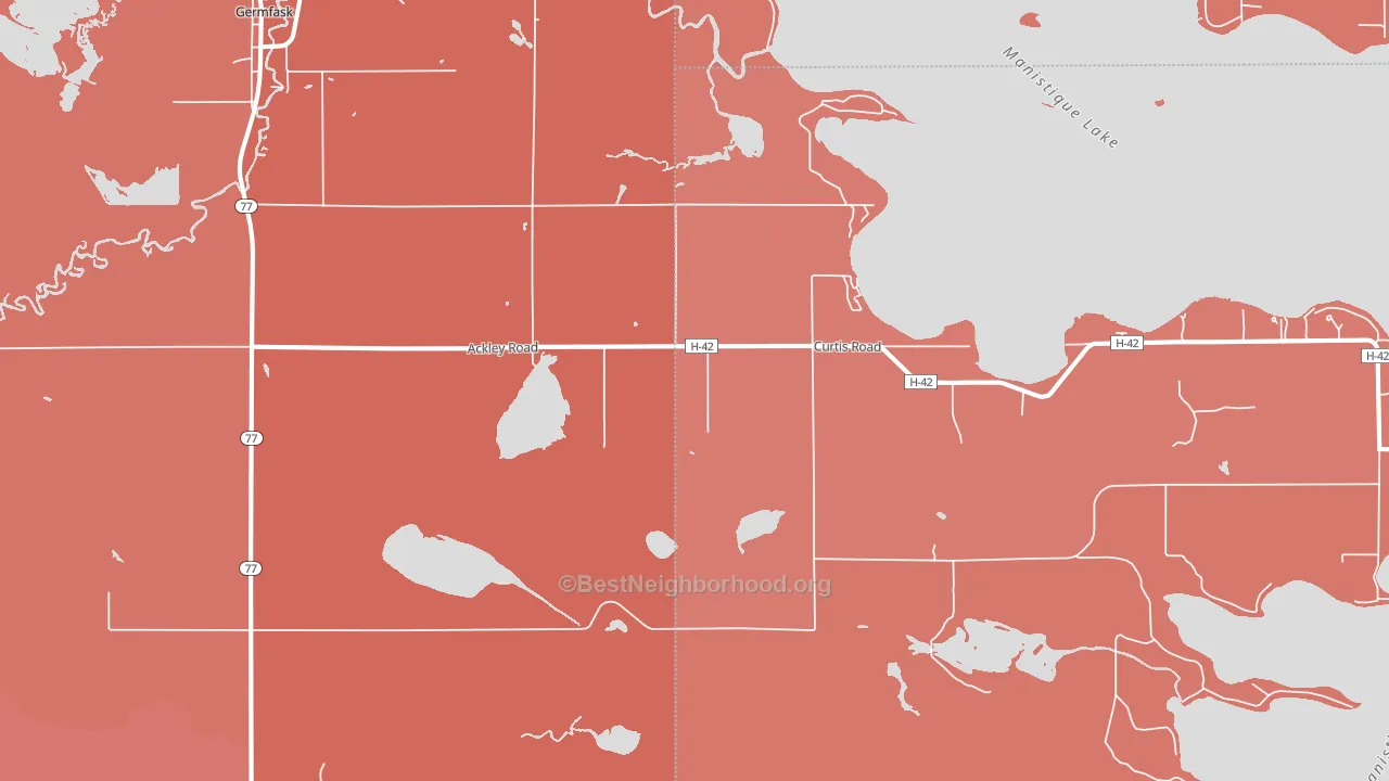 49836, MI block-group political-lean map