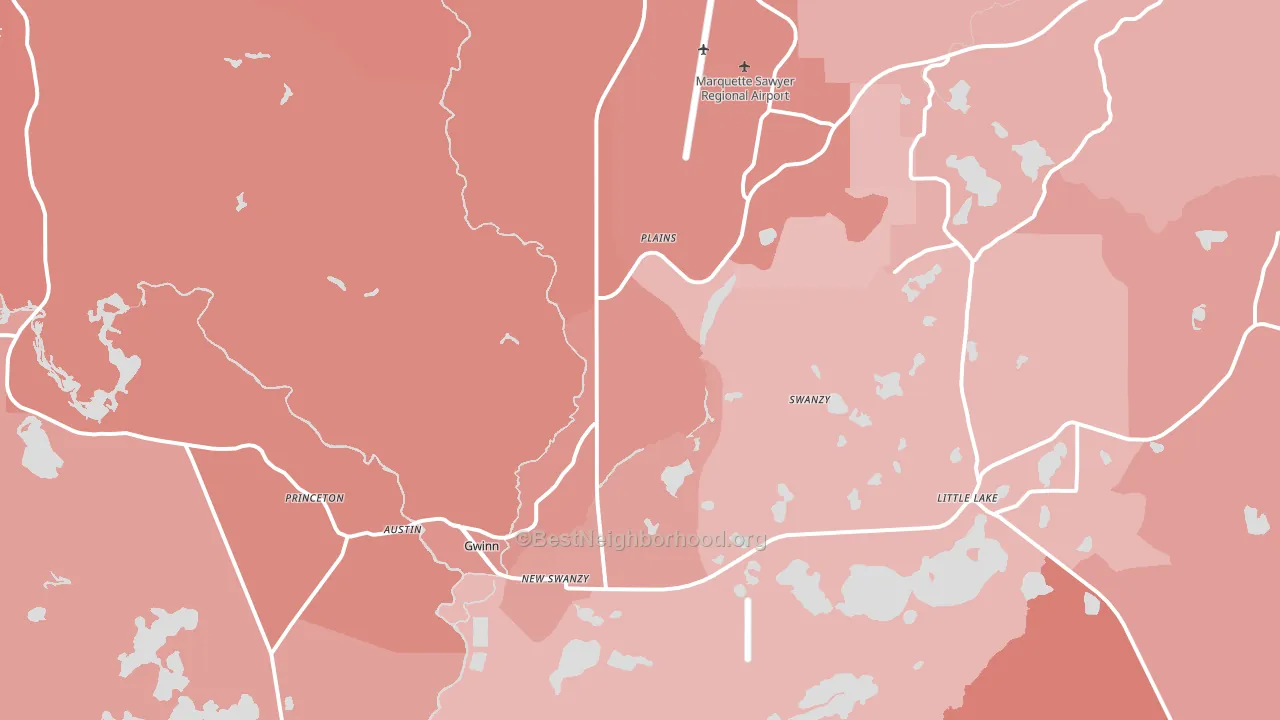 49841, MI block-group political-lean map