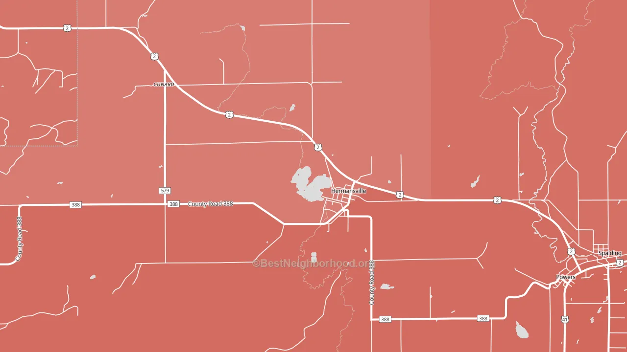 49847, MI block-group political-lean map