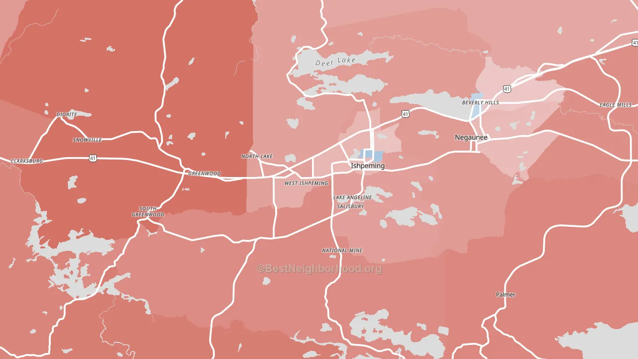 49849, MI block-group political-lean map