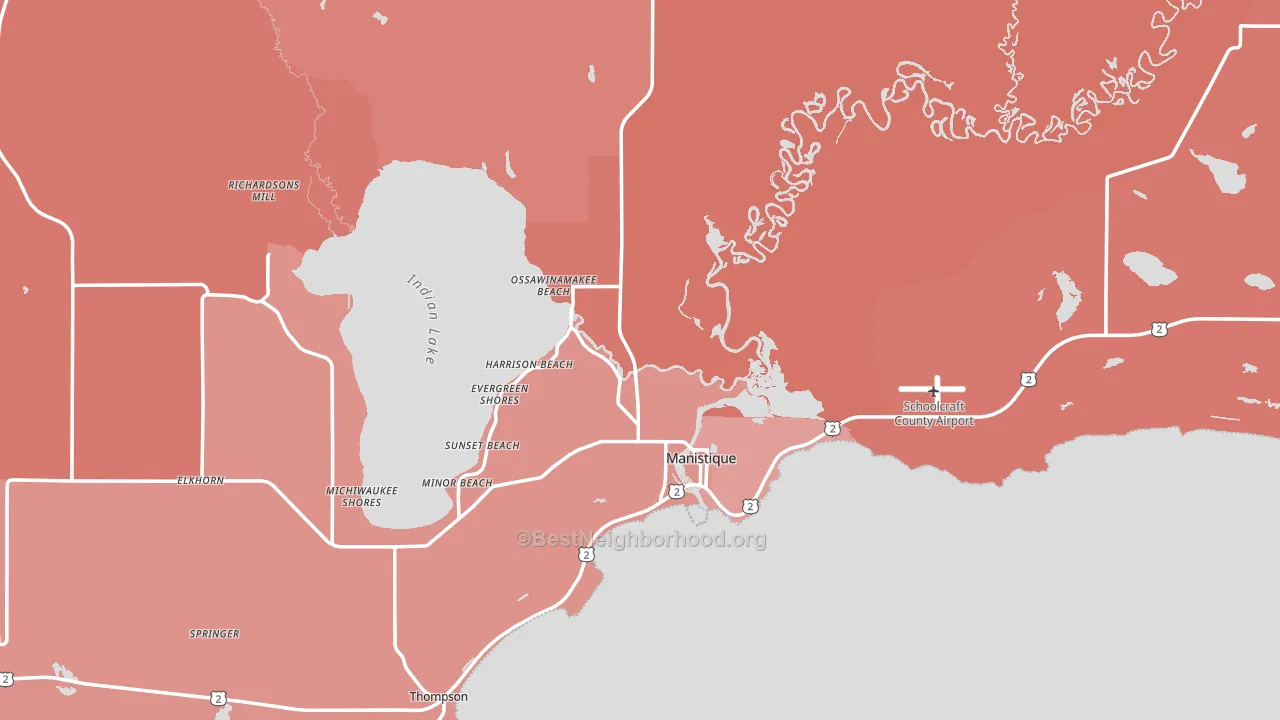 49854, MI block-group political-lean map