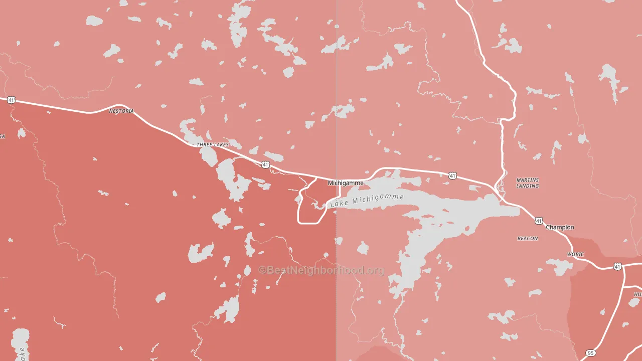 49861, MI block-group political-lean map