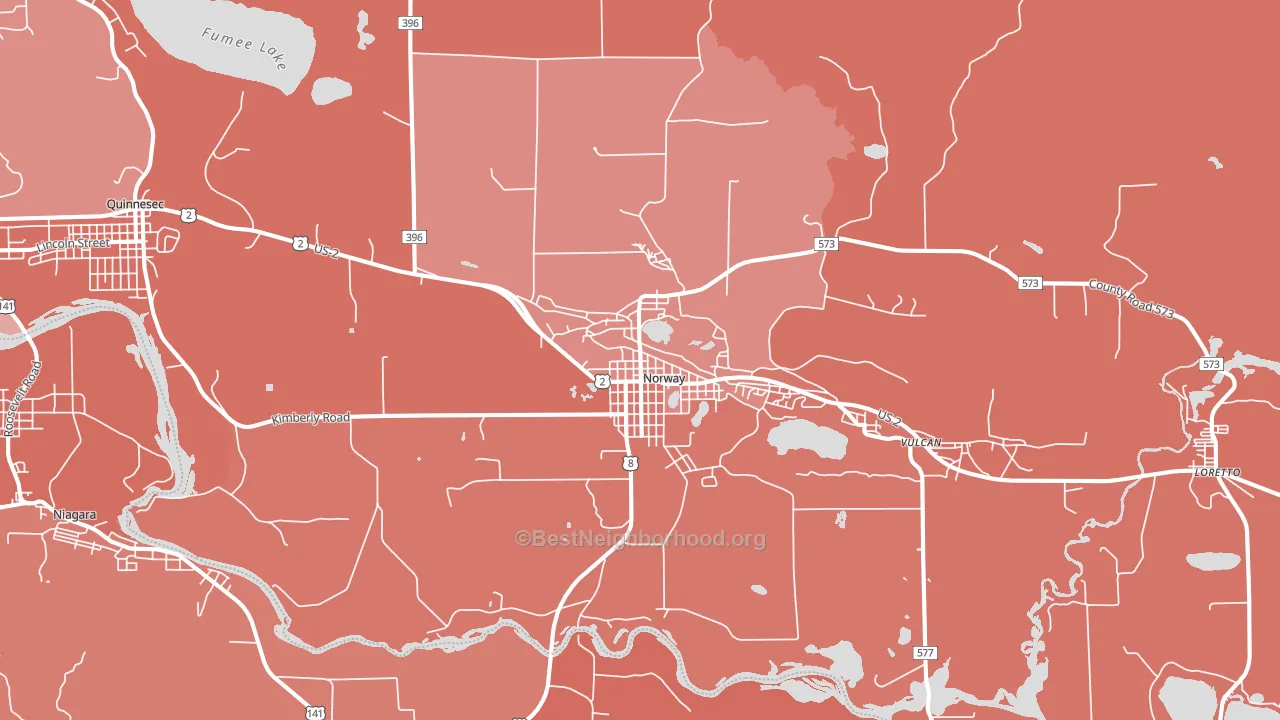 49870, MI block-group political-lean map