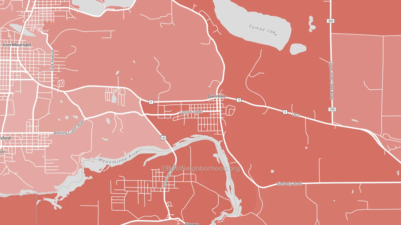 49876, MI block-group political-lean map