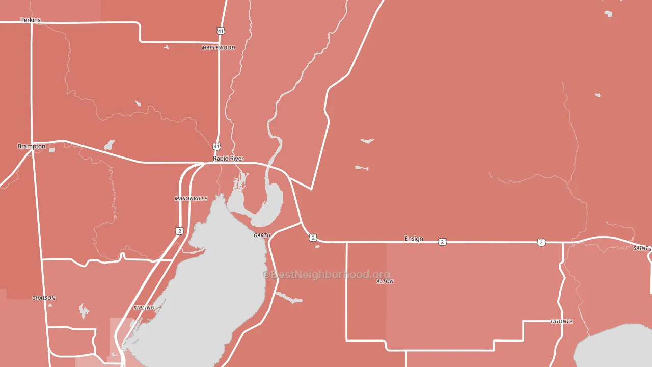 49878, MI block-group political-lean map