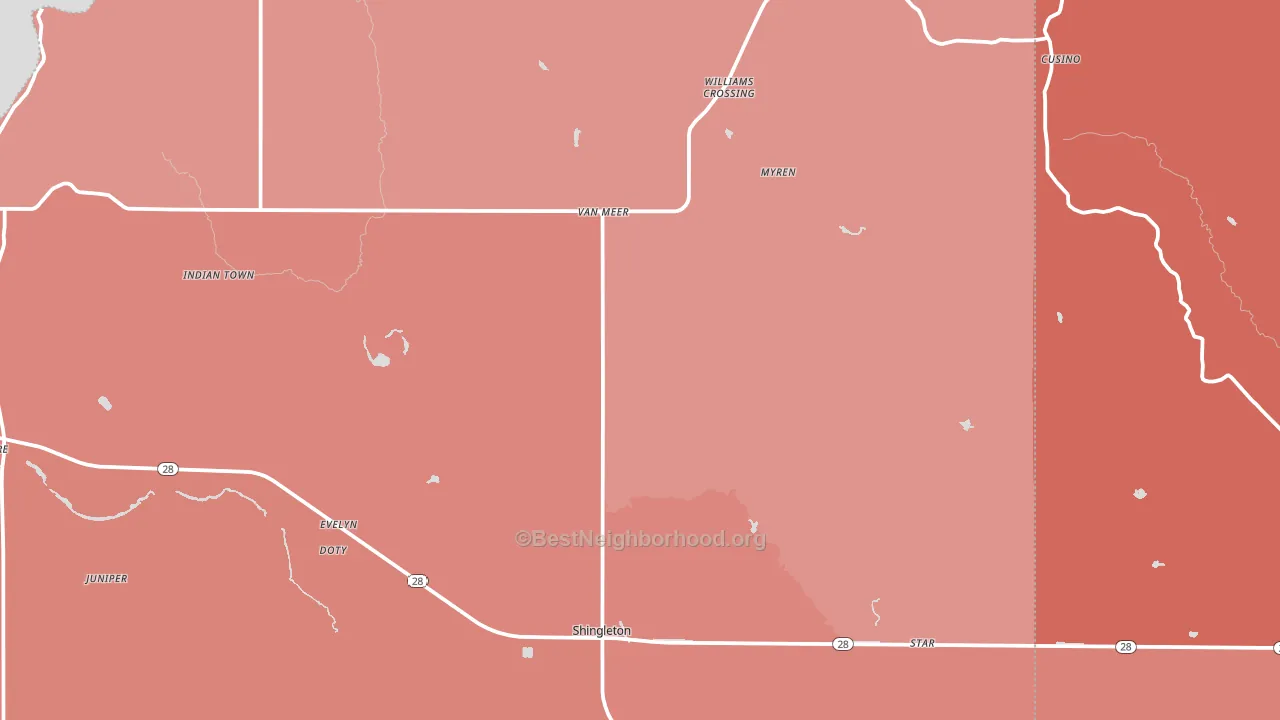49884, MI block-group political-lean map
