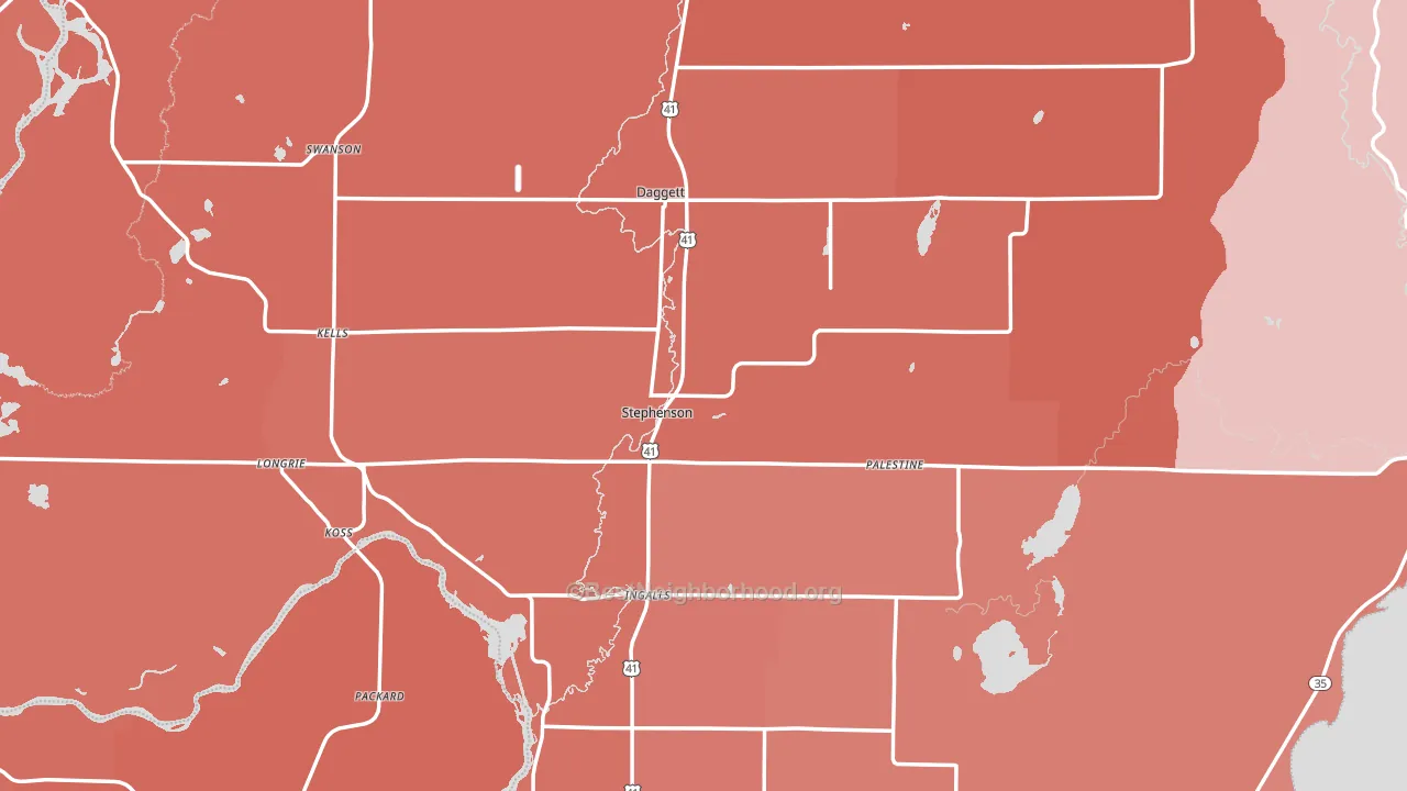 49887, MI block-group political-lean map