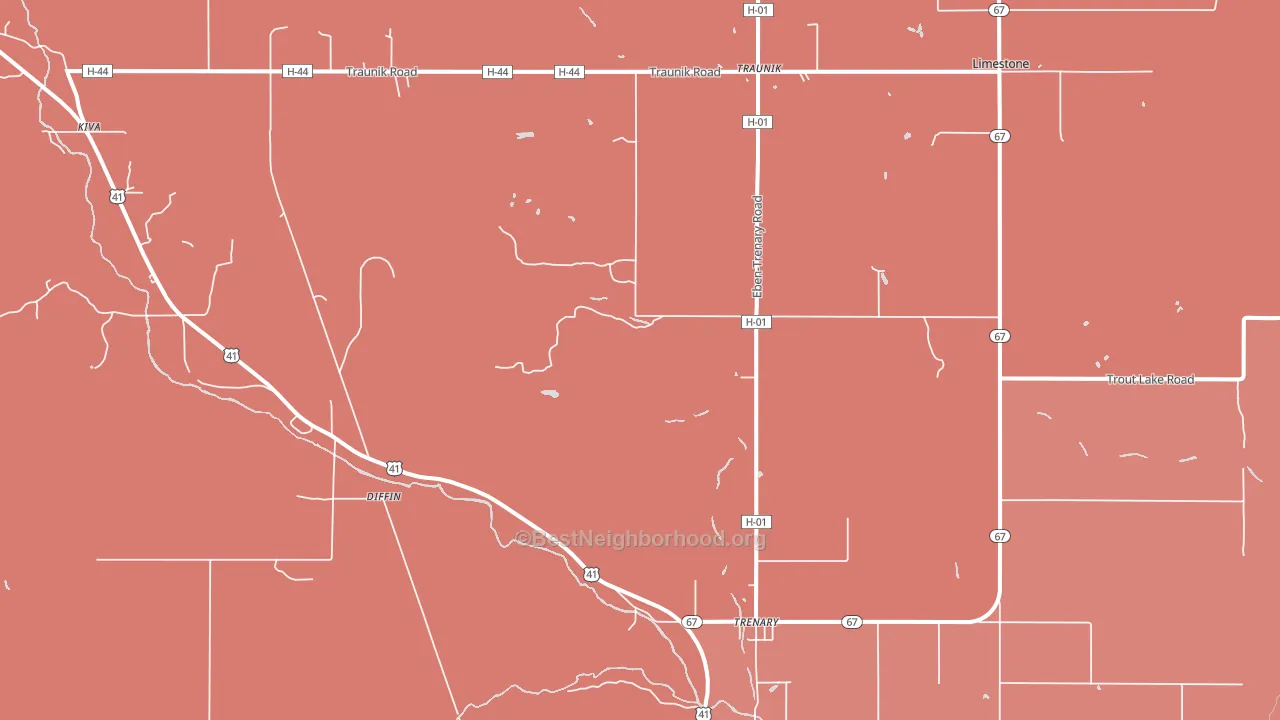 49891, MI block-group political-lean map