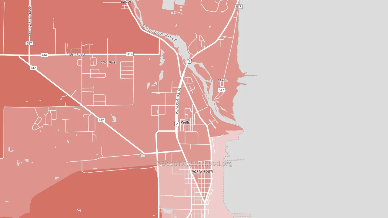 49894, MI block-group political-lean map
