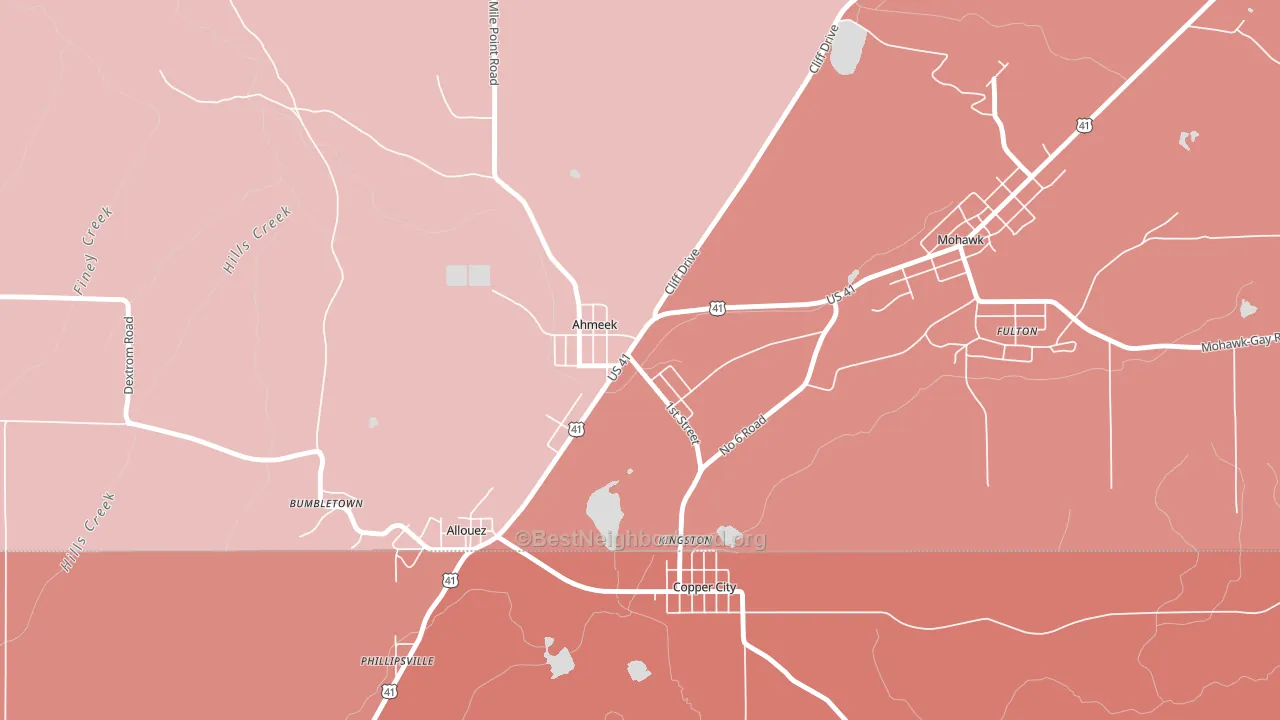 49901, MI block-group political-lean map