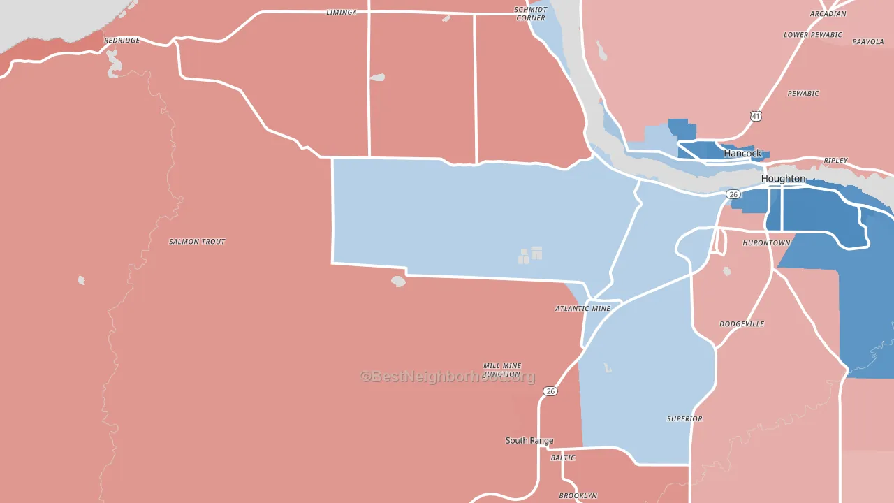 49905, MI block-group political-lean map