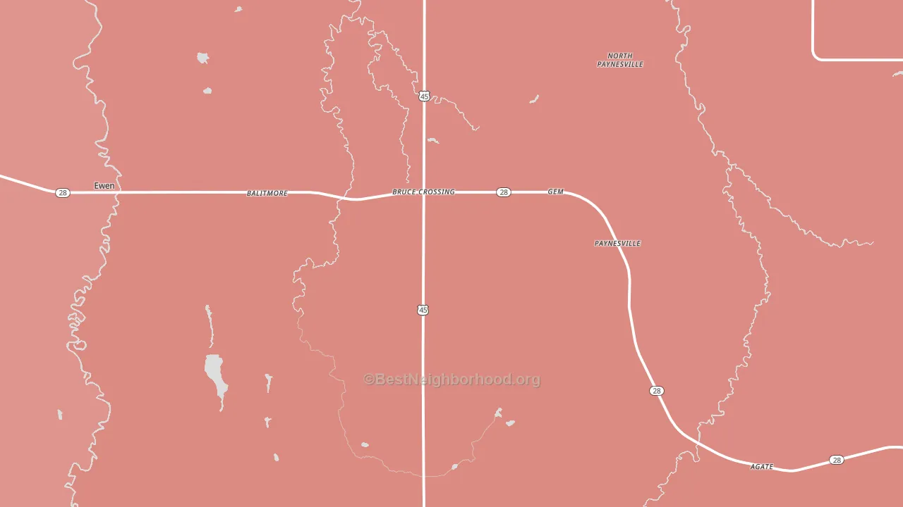 49912, MI block-group political-lean map