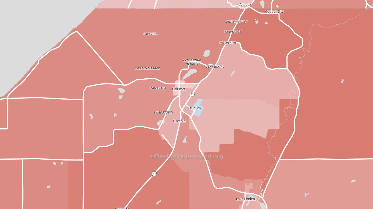 49913, MI block-group political-lean map