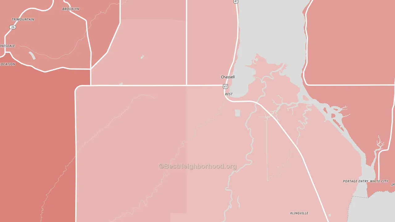 49916, MI block-group political-lean map