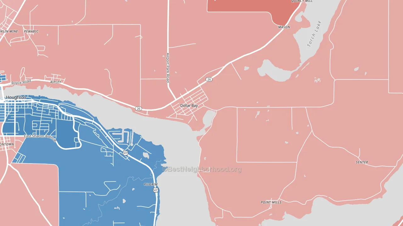 49922, MI block-group political-lean map