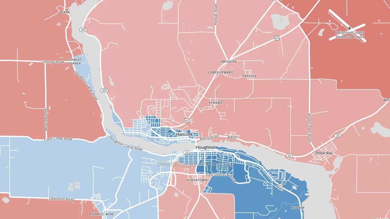 49930, MI block-group political-lean map