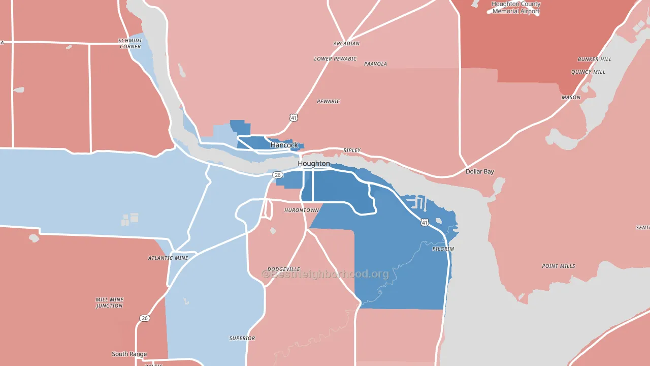 49931, MI block-group political-lean map