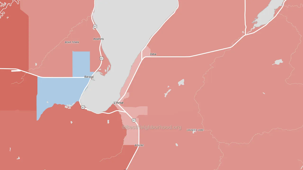 49946, MI block-group political-lean map