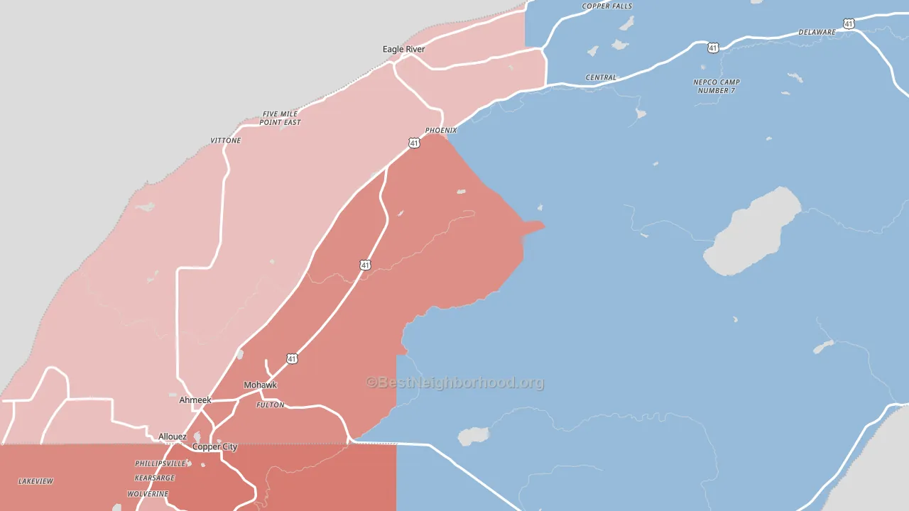 49950, MI block-group political-lean map