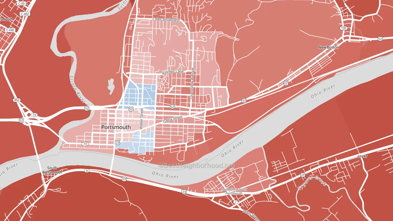 4th Ward, Portsmouth, OH block-group political-lean map