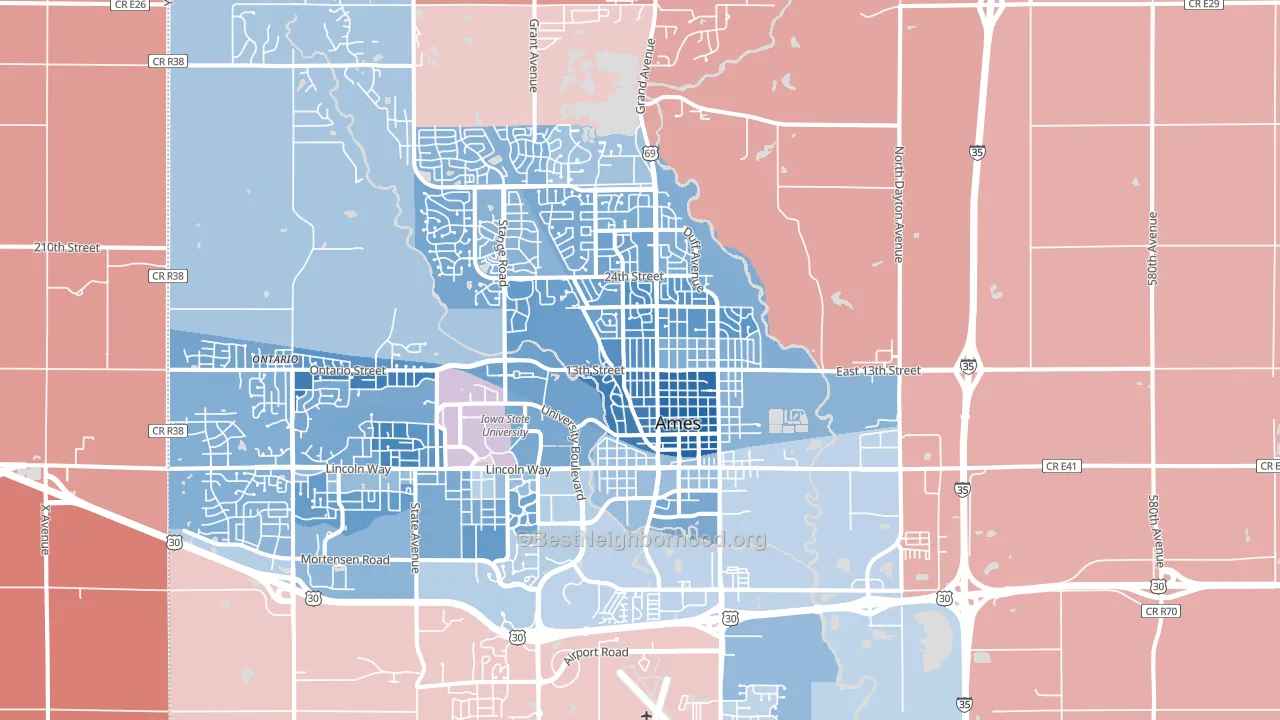 50010, IA block-group political-lean map