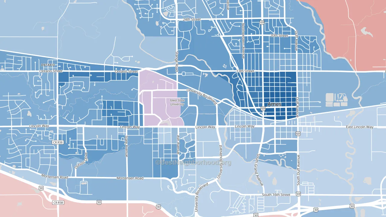50011, IA block-group political-lean map