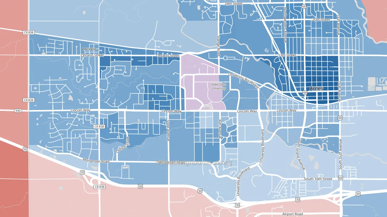 50012, IA block-group political-lean map