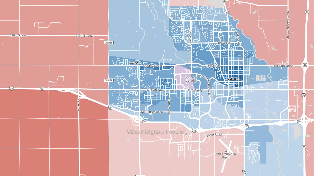 50014, IA block-group political-lean map