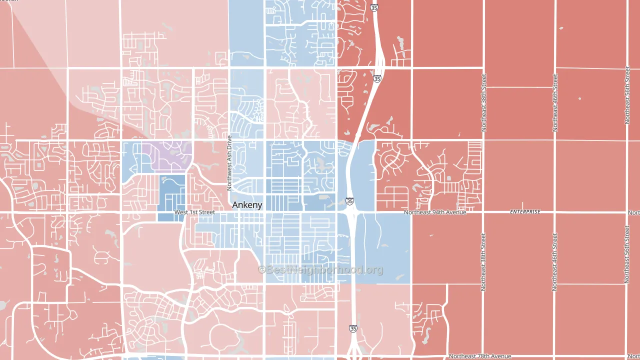 50021, IA block-group political-lean map