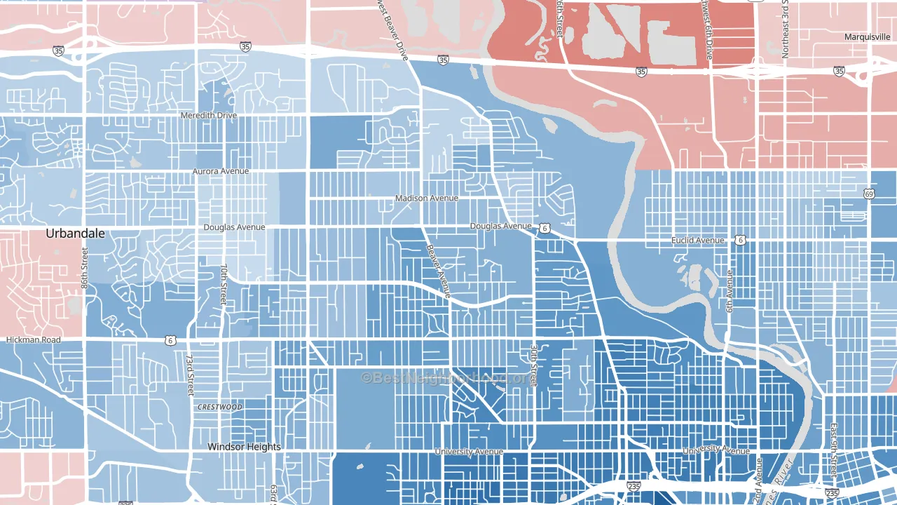 50310, IA block-group political-lean map
