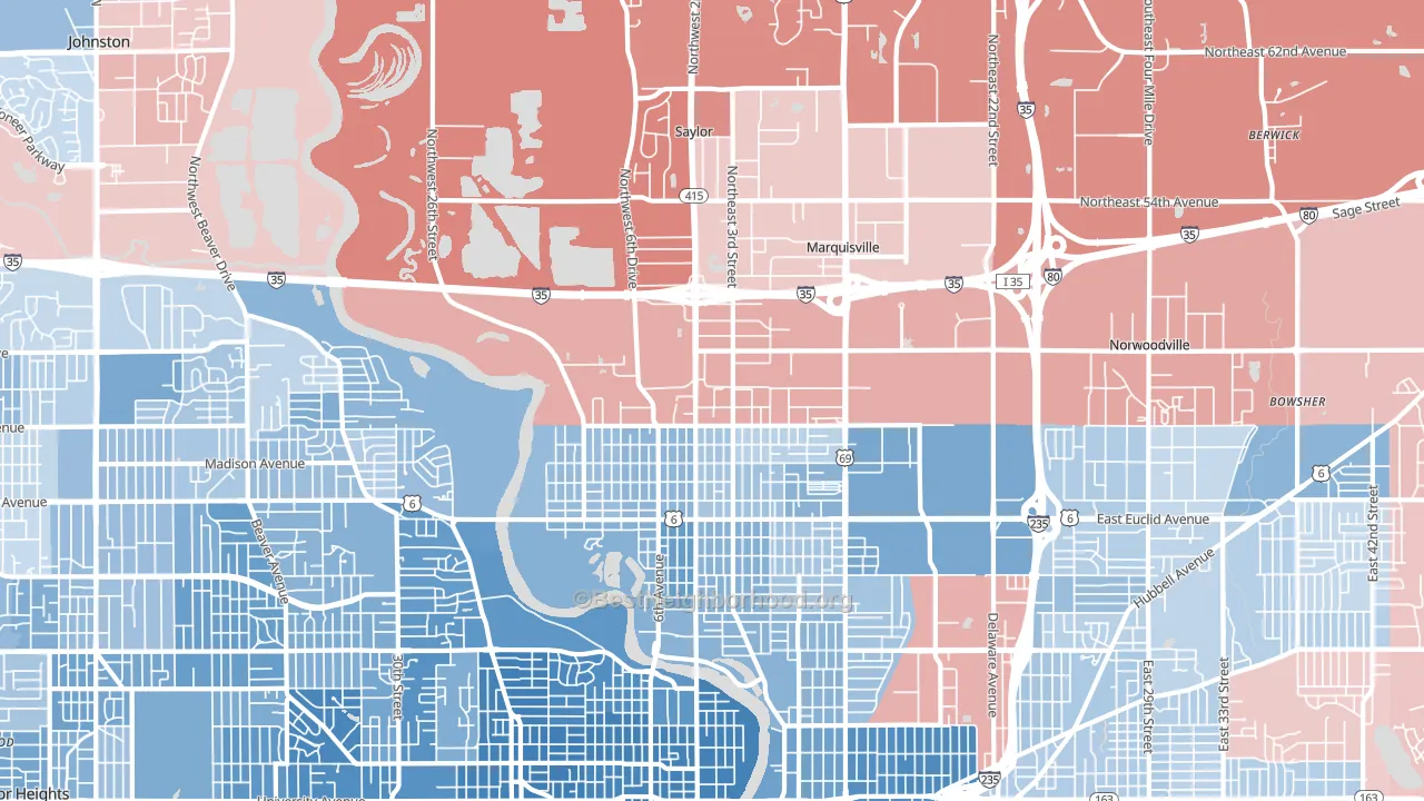 50313, IA block-group political-lean map