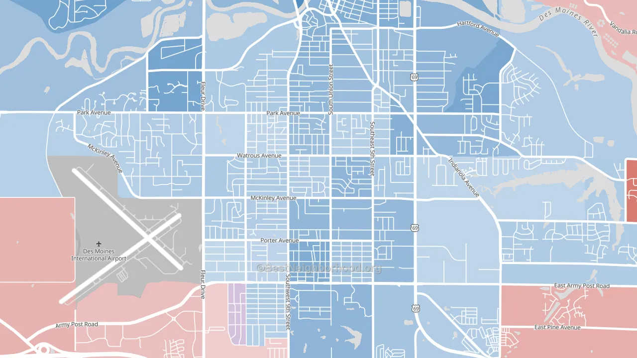 50315, IA block-group political-lean map