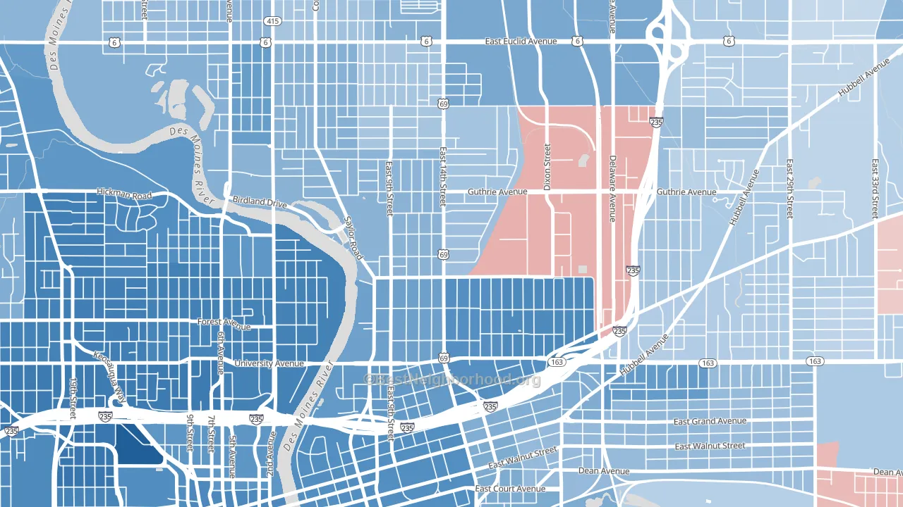 50316, IA block-group political-lean map