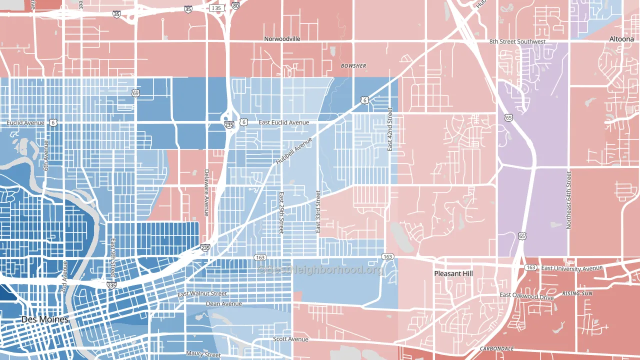 50317, IA block-group political-lean map