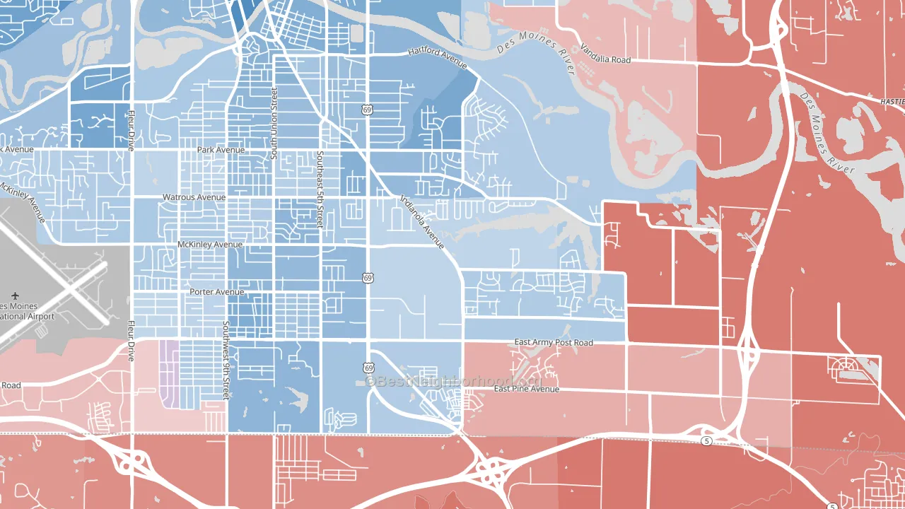 50320, IA block-group political-lean map