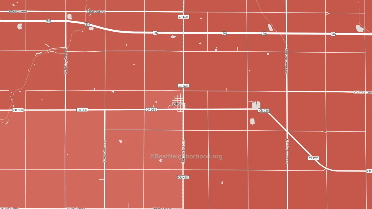50561, IA block-group political-lean map