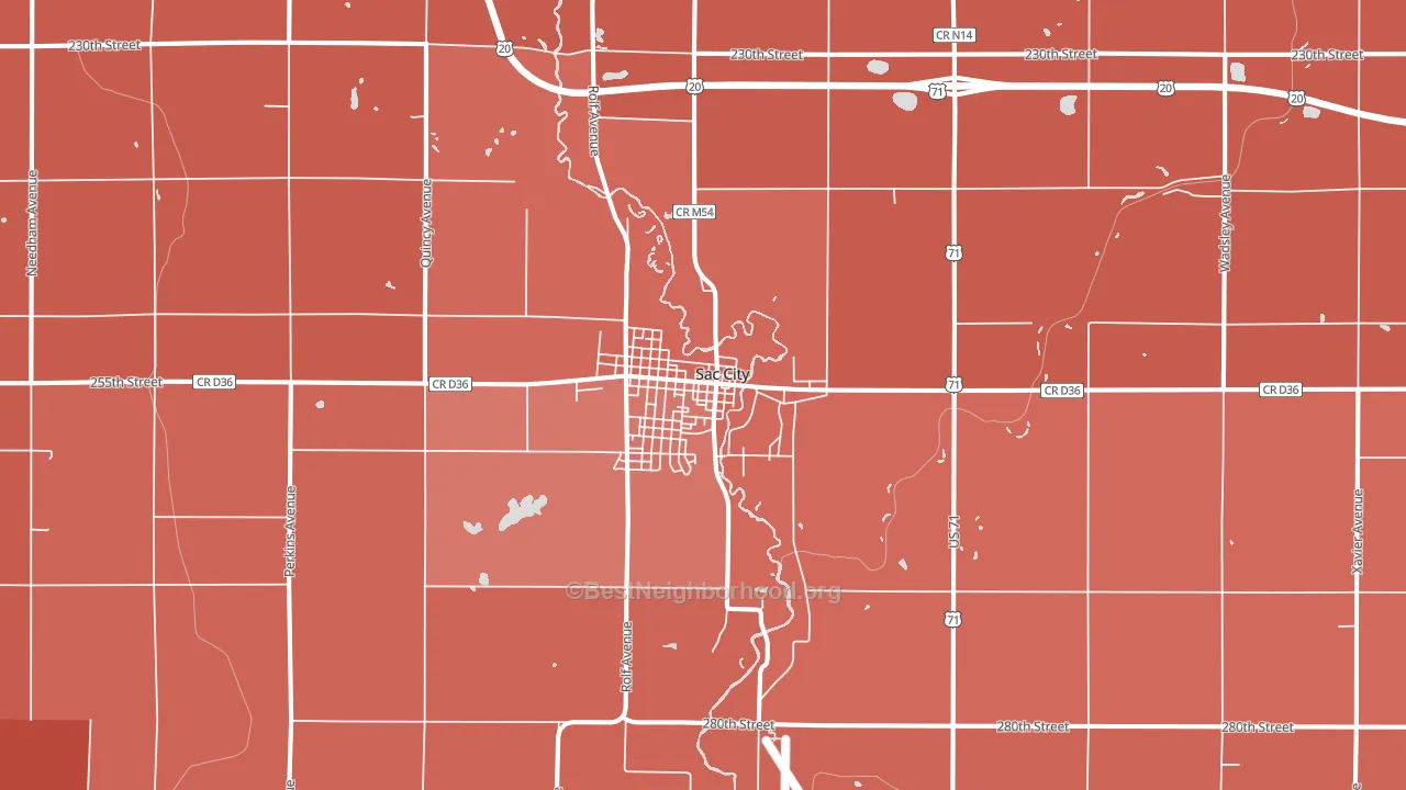 50583, IA block-group political-lean map