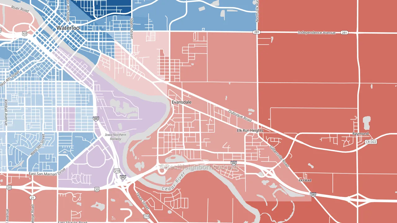 50707, IA block-group political-lean map