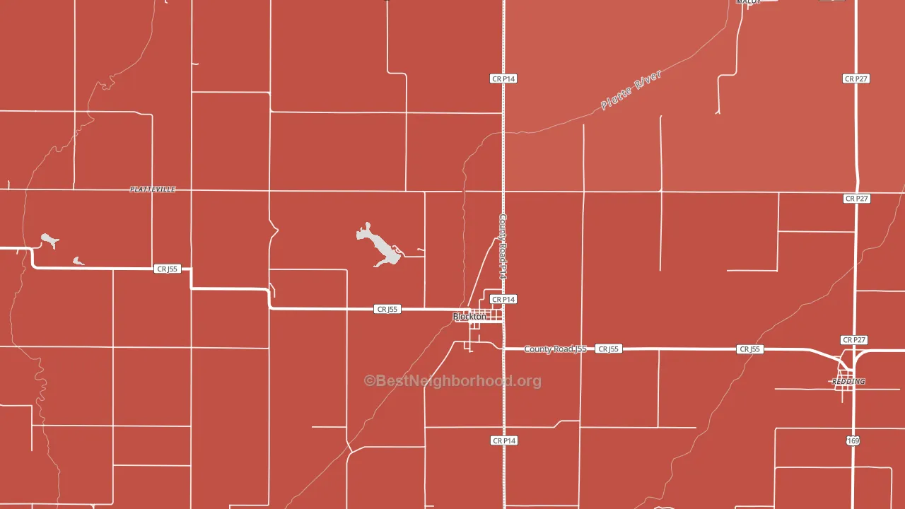 50836, IA block-group political-lean map