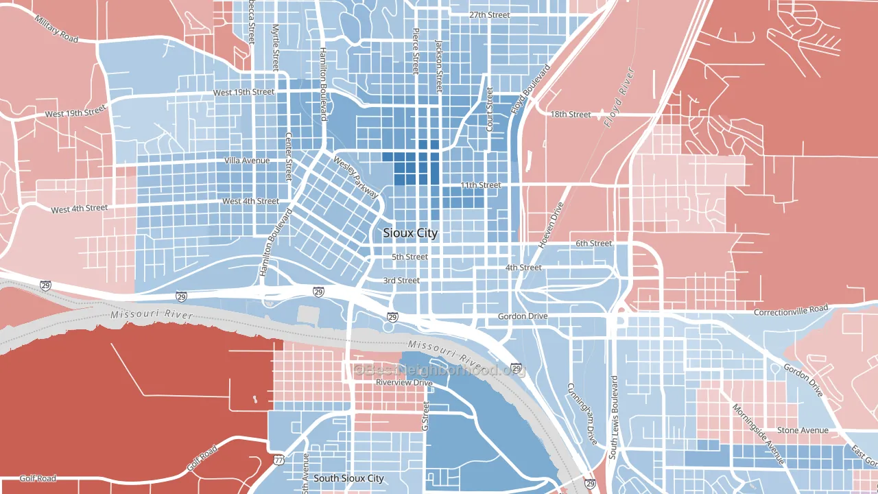 51101, IA block-group political-lean map