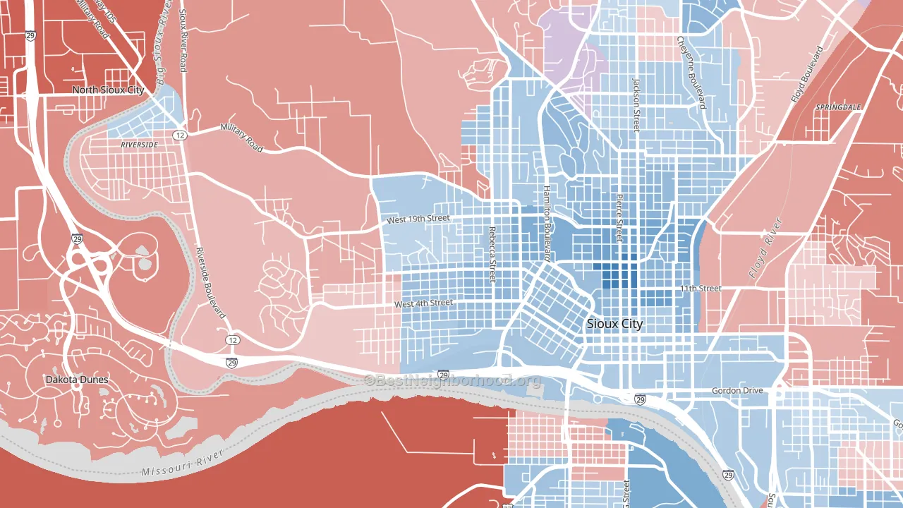 51103, IA block-group political-lean map