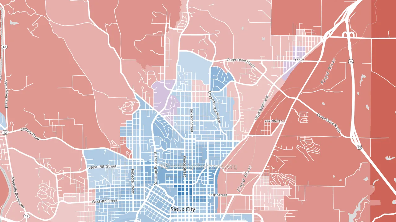 51104, IA block-group political-lean map
