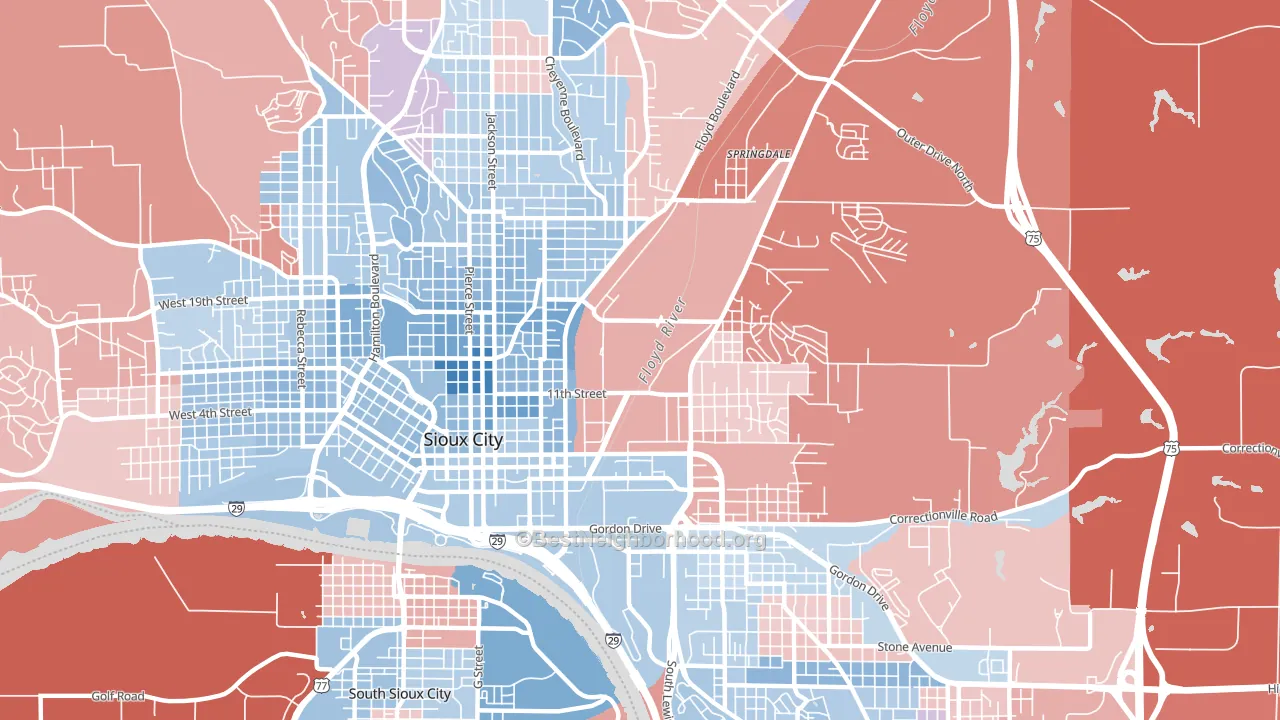 51105, IA block-group political-lean map
