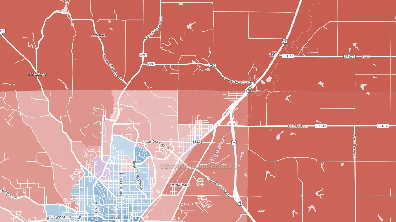 51108, IA block-group political-lean map
